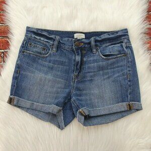 J. Crew Women's Denim Shorts Jean Cotton Cuffed Raw Hem Cut-Off Blue Casual 24